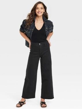 Universal Thread Wide Leg Ankle Jeans Black Size 0 Y2K Skater Grunge 90's